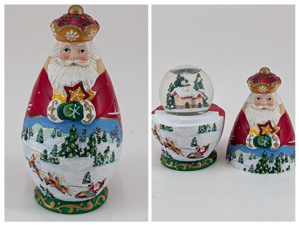 Roman Inc. 2007 Hand-Painted Santa Snow Globe Roly Poly Christmas Figurine